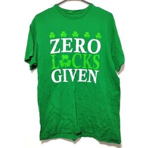 St. Patrick's Day XL ZERO LUCKS GIVEN Graphic Tee, Cotton Shirt, Irish